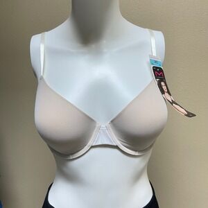 Maidenform Underwire Bra Beige White Mesh Lace Trim Sexy Chic Bride 36C NWT